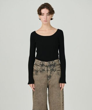 GRACE CONTINENTAL リブニットトップ ブラック