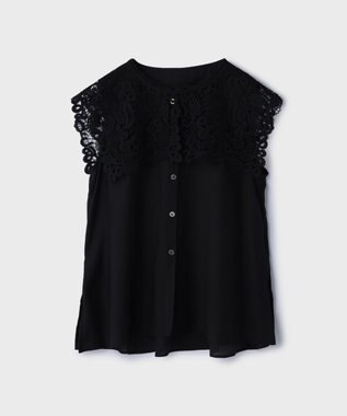 GRACE CONTINENTAL パターンレースカラーブラウス ブラック