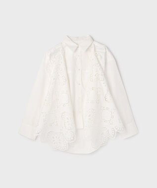 GRACE CONTINENTAL カット刺繍イレギュラーシャツ ホワイト