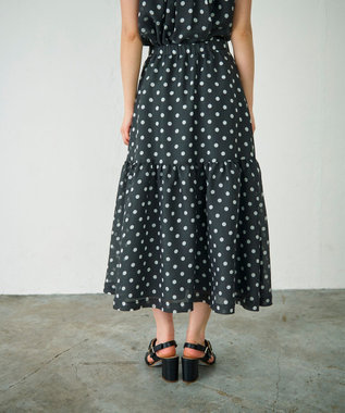 GRACE CONTINENTAL シアードットプリントスカート ブラック