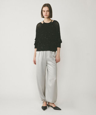 GRACE CONTINENTAL スパンメッシュニットトップ ブラック