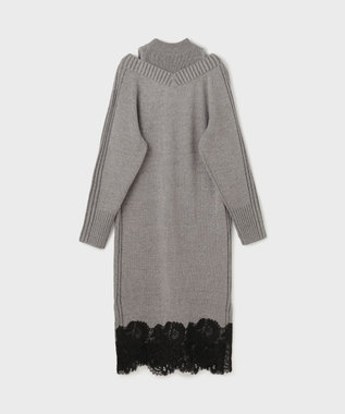 GRACE CONTINENTAL レイヤードレースニットワンピース グレー