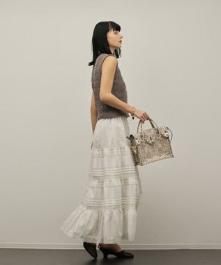 GRACE CONTINENTAL ピンタックティアードスカート ホワイト