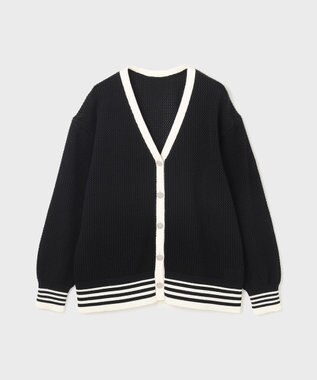 GRACE CONTINENTAL メッシュラインニットカーディガン ブラック