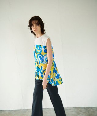 GRACE CONTINENTAL ペイントカラープリントトップ イエロー