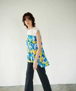 GRACE CONTINENTAL ペイントカラープリントトップ イエロー