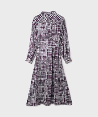 GRACE CONTINENTAL チェックプリントボウ付ワンピース サックス