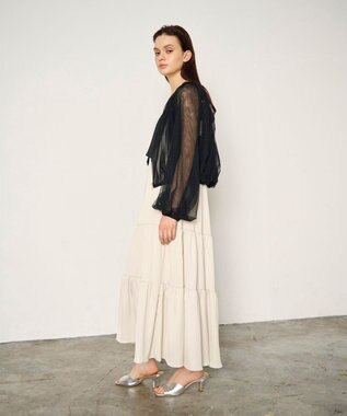 GRACE CONTINENTAL ギャザーチュールブルゾン ブラック