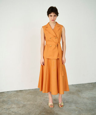 GRACE CONTINENTAL リネンタッチタックフレアスカート オレンジ