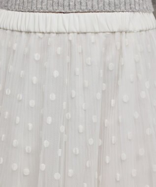 GRACE CONTINENTAL フロッキードットプリーツスカート ホワイト