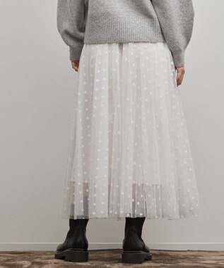 GRACE CONTINENTAL フロッキードットプリーツスカート ホワイト