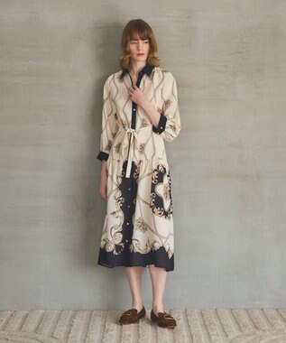 GRACE CONTINENTAL スカーフプリントシャツワンピース キナリ