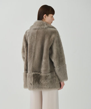 GRACE CONTINENTAL ムートンライダースコート グレー