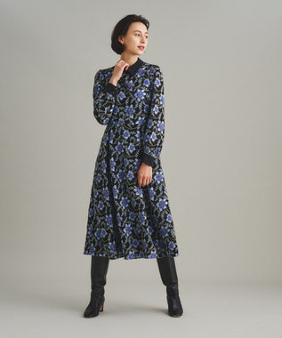 GRACE CONTINENTAL レース刺繍タックワンピース ブラック