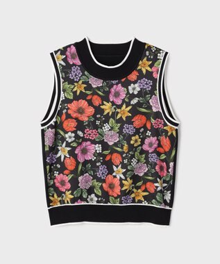 GRACE CONTINENTAL フラワープリントニットトップ ブラック