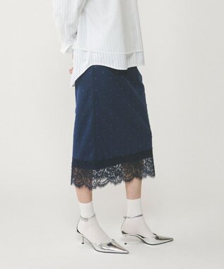 GRACE CONTINENTAL ドットチュールタイトスカート ブルー