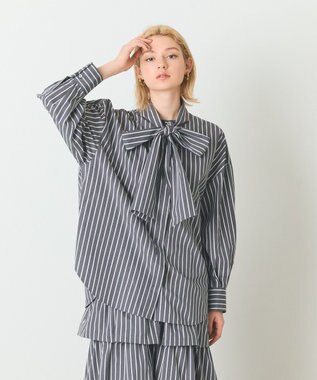 GRACE CONTINENTAL ストライプビッグボウブラウス