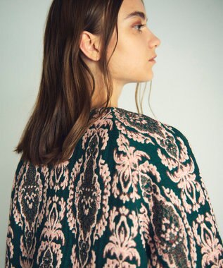 GRACE CONTINENTAL オーナメントジャガードジャケット グリーン