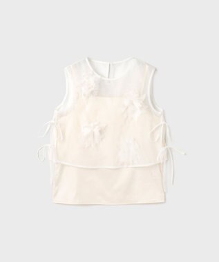 GRACE CONTINENTAL メッシュフラワートップ ホワイト