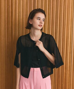 GRACE CONTINENTAL ニットシアーケープカーディガン ブラック