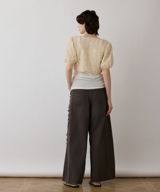 GRACE CONTINENTAL フリンジバギーパンツ チャコール