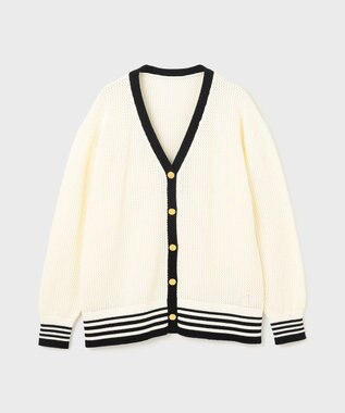 GRACE CONTINENTAL メッシュラインニットカーディガン ホワイト