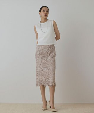 GRACE CONTINENTAL レ－スタイトスカート ベージュ