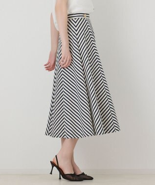 GRACE CONTINENTAL ストライプスカート ネイビー