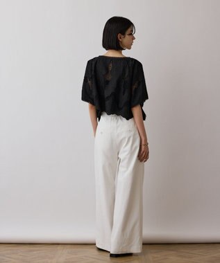 GRACE CONTINENTAL 刺繍ポンチョトップ ブラック