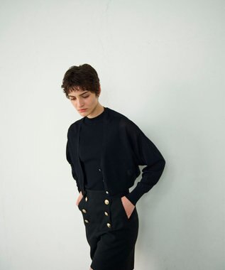 GRACE CONTINENTAL ショートドルマンニットカーディガン ブラック