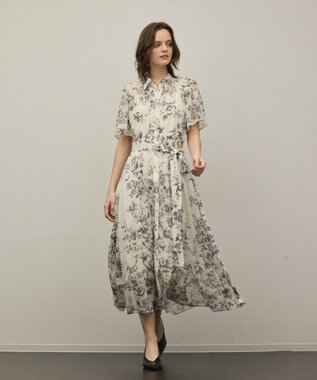 GRACE CONTINENTAL フラワープリントシャツフレアワンピース