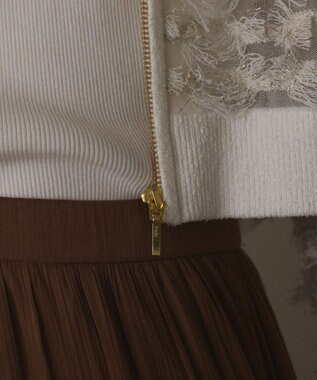 GRACE CONTINENTAL フリンジニットzipカーディガン ホワイト