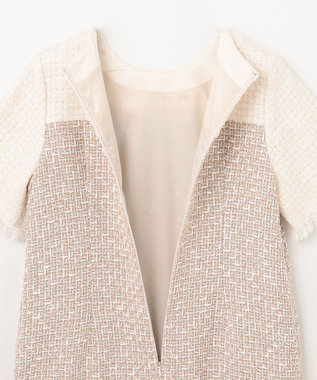 GRACE CONTINENTAL ツイードコンビミニワンピース ベージュ