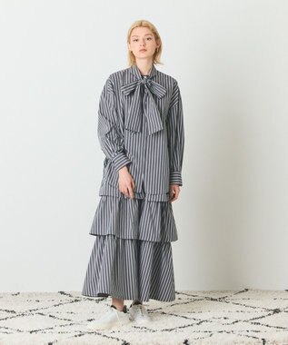 GRACE CONTINENTAL ストライプビッグボウブラウス ブラック