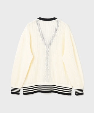 GRACE CONTINENTAL メッシュラインニットカーディガン ホワイト