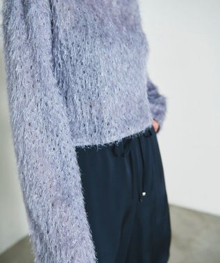 GRACE CONTINENTAL ラメフリンジカットトップ グレー