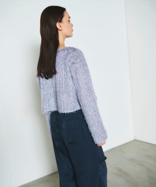 GRACE CONTINENTAL ラメフリンジカットトップ グレー