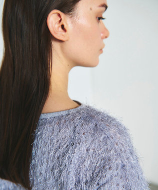 GRACE CONTINENTAL ラメフリンジカットトップ グレー