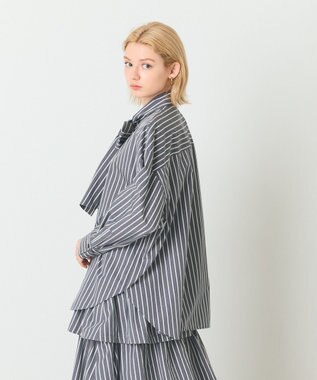 GRACE CONTINENTAL ストライプビッグボウブラウス ブラック