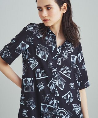 GRACE CONTINENTAL フォトプリントシャツドレス ブラック