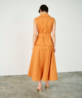 GRACE CONTINENTAL リネンタッチタックフレアスカート オレンジ