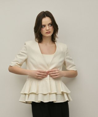 GRACE CONTINENTAL ペプラムツイードジャケット キナリ