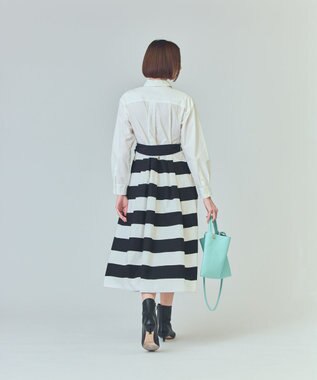 GRACE CONTINENTAL ボーダーコンビシャツワンピース ブラック