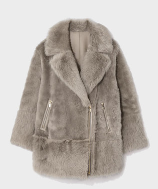 GRACE CONTINENTAL ムートンライダースコート グレー
