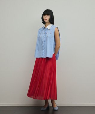 GRACE CONTINENTAL ビジューノースリーブシャツ ストライプ