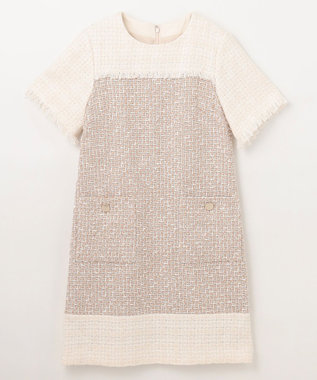 GRACE CONTINENTAL ツイードコンビミニワンピース ベージュ