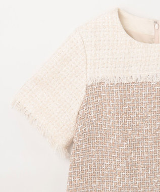 GRACE CONTINENTAL ツイードコンビミニワンピース ベージュ