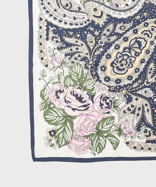GRACE CONTINENTAL フラワーペイズリースカーフ ネイビー