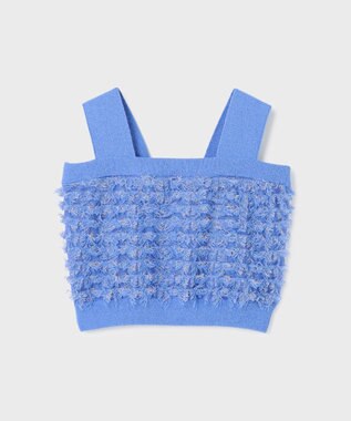 GRACE CONTINENTAL フリンジニットベアトップ ブルー