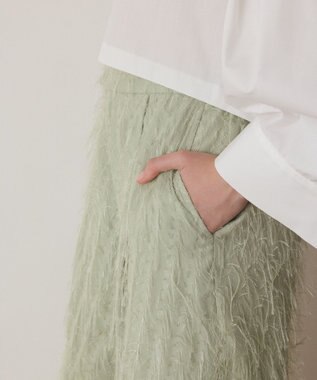 GRACE CONTINENTAL フリンジワンタックパンツ グリーン